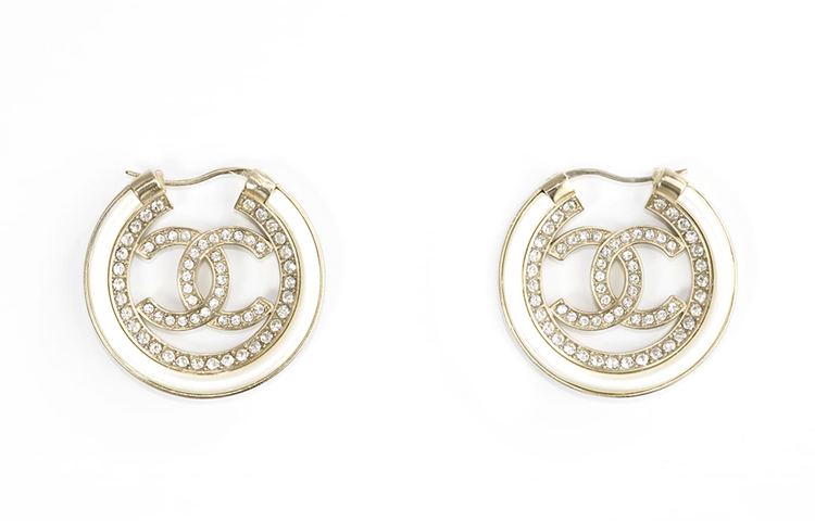 CHANEL Metallic Crystal & White Pearl Double C Round Earrings. AB6732-B06493-NE834 圖 2