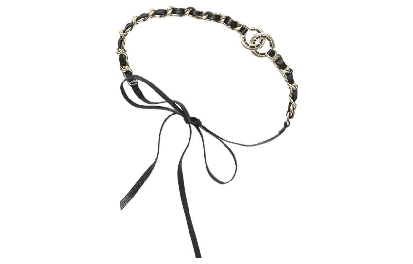 CHANEL Metallic Lambskin Leather Chain Belt Black. AB7846-B07680-NH056