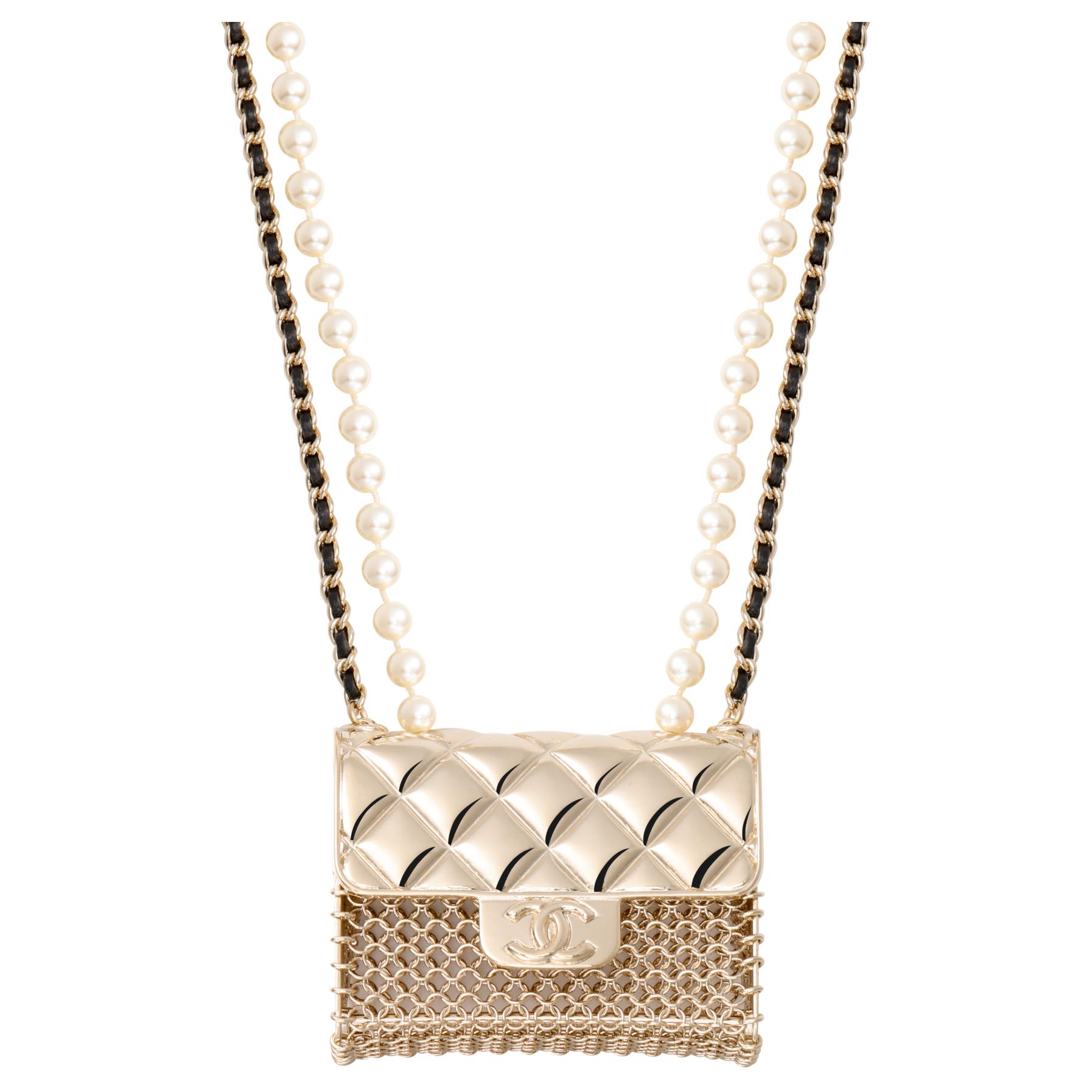 CHANEL Metallic Pearl Lambskin Crossbody Necklace Gold Fashion. AB6135-B05546-NC156 圖 2