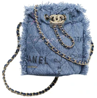 Chanel Mini Bucket With Chain Blue/Multicolor Chanel Mini Bucket With Chain Blue/Multicolor