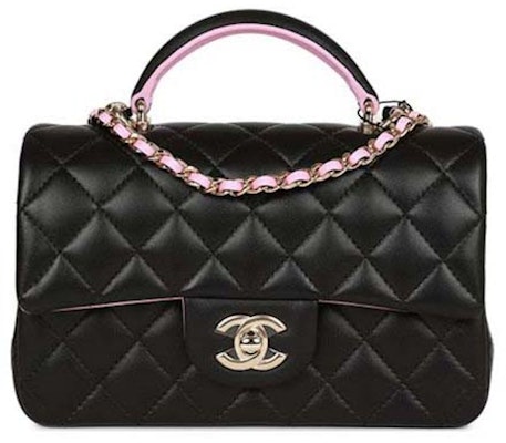 香奈儿迷你经典手柄翻盖包 黑/粉 (AS2431) Buy 香奈儿迷你经典手柄翻盖包 黑/粉 (AS2431)
