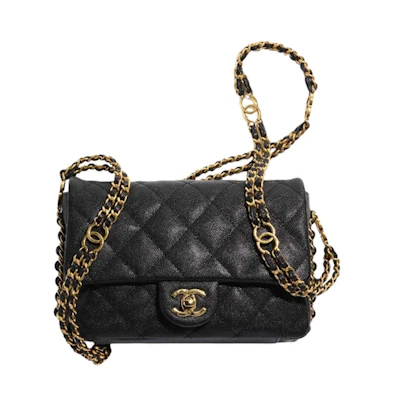 Chanel Mini Flap Bag In Grained Calfskin Black (AS3757-B10170-94305)