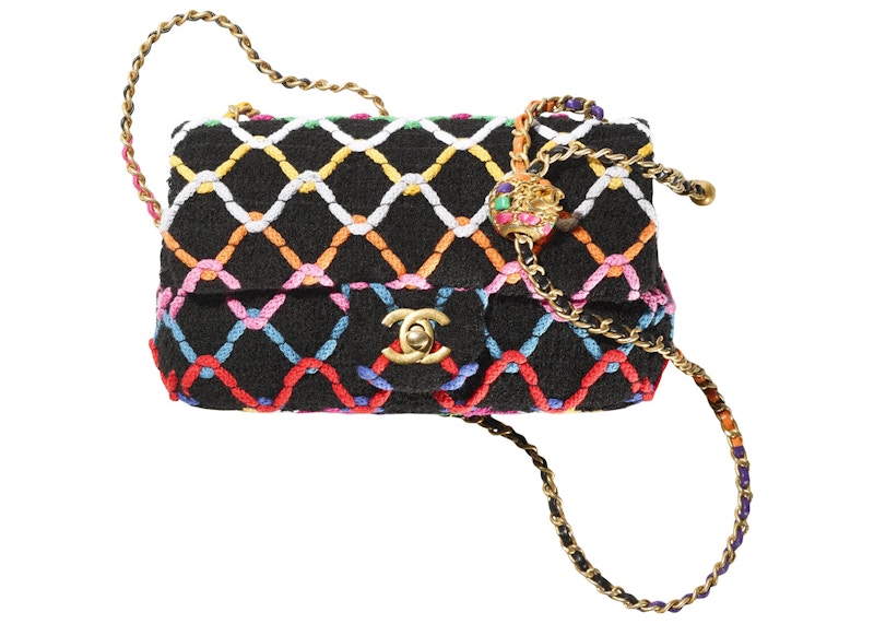 Chanel Mini Flap Pearl Crush Bag 22S Tweed Black/Multicolor