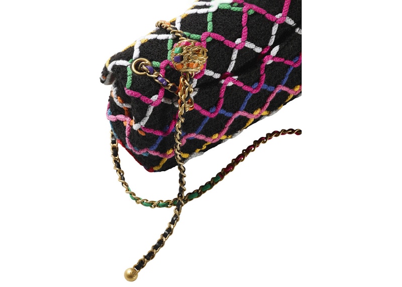 Order 香奈兒迷你珍珠鏈袋 22S 黑色/多色粗花呢