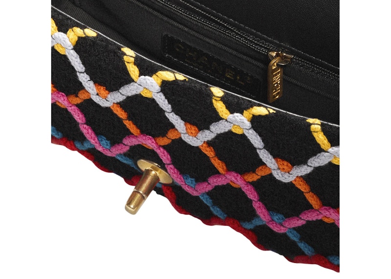 Lookbook 香奈兒迷你珍珠鏈袋 22S 黑色/多色粗花呢