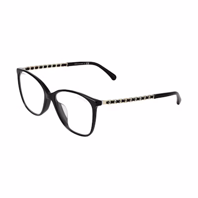 CHANEL Optical Glasses Anti-Blue Light Round Frame Unisex Black Chain Design. CH3408QA-C622/SB
