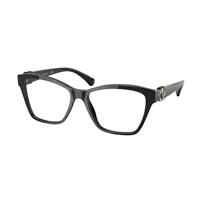 CHANEL Optical Logo Rectangle Glasses Black Alloy Unisex Eyewear Frame CH3420QBC501