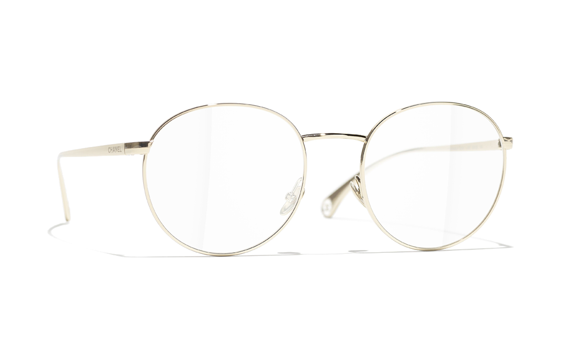 CHANEL Oval Frame Gold Unisex Optical Glasses with Logo & Metal Resin Design. CH2209-C395-50