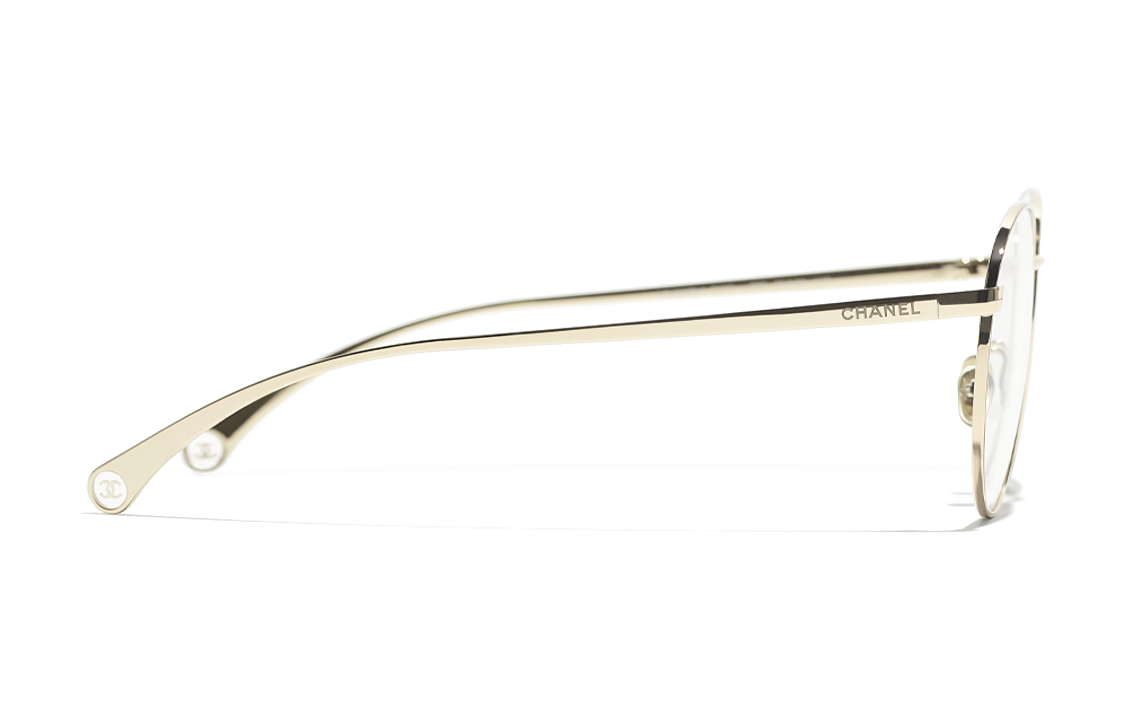 Shop 샤넬 오벌 골드 유니섹스 안경 - 로고 & 메탈 레진 디자인. CH2209-C395-50