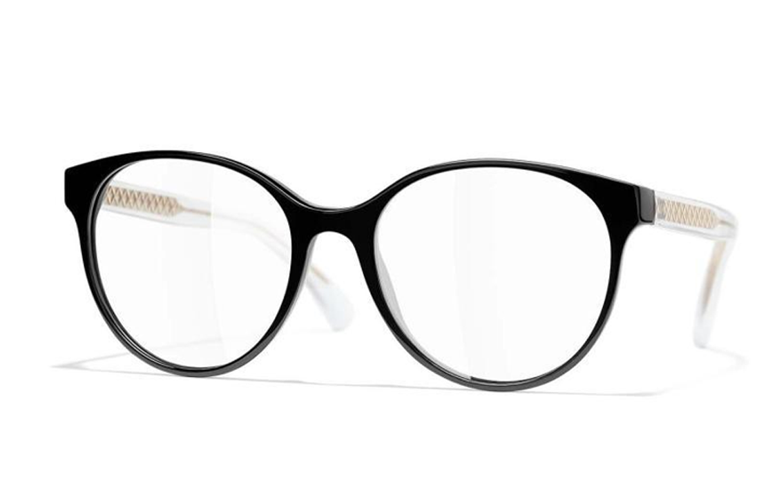 CHANEL Oval Frame Non-Prescription Glasses Black CH3401C501 圖 2