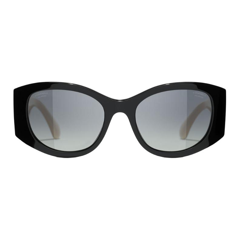 Lookbook Cermin Mata Hitam Unisex CHANEL Logo Oval Acetate CH5524-C534/S8