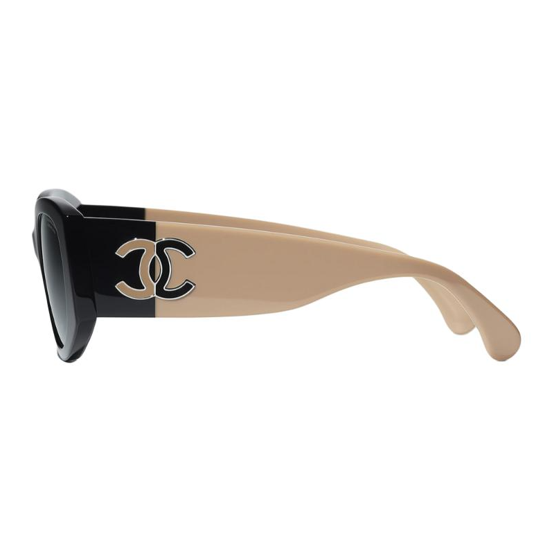 Shop Cermin Mata Hitam Unisex CHANEL Logo Oval Acetate CH5524-C534/S8
