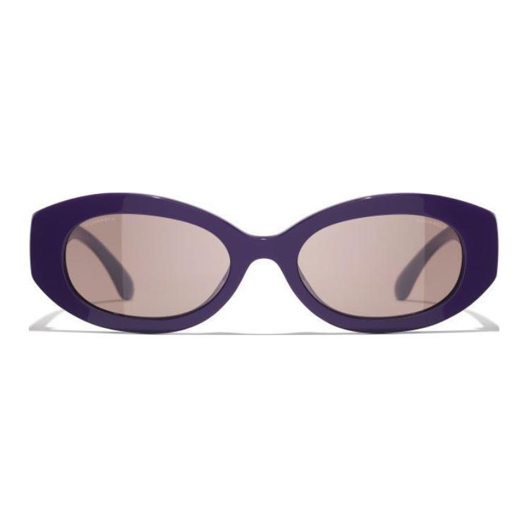 CHANEL Oval Purple Sunglasses Nylon Acetate Unisex with Logo Detail. A71634X02110S5853 圖 3