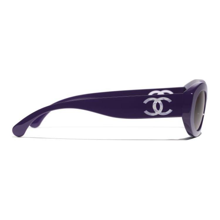 CHANEL Oval Purple Sunglasses Nylon Acetate Unisex with Logo Detail. A71634X02110S5853 圖 4