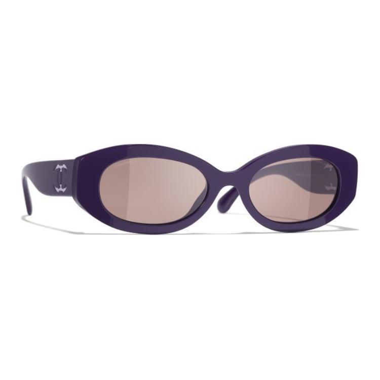 CHANEL Oval Purple Sunglasses Nylon Acetate Unisex with Logo Detail. A71634X02110S5853 圖 5