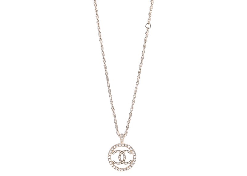 Chanel Pearl CC Round Pendant Necklace Gold