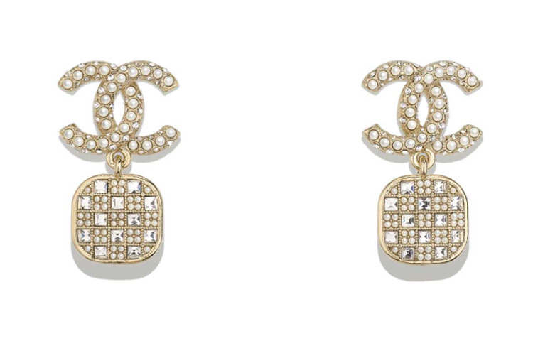 CHANEL Pearl Logo Crystal Pendant Earrings AB6560-B06135-ND169 圖 2