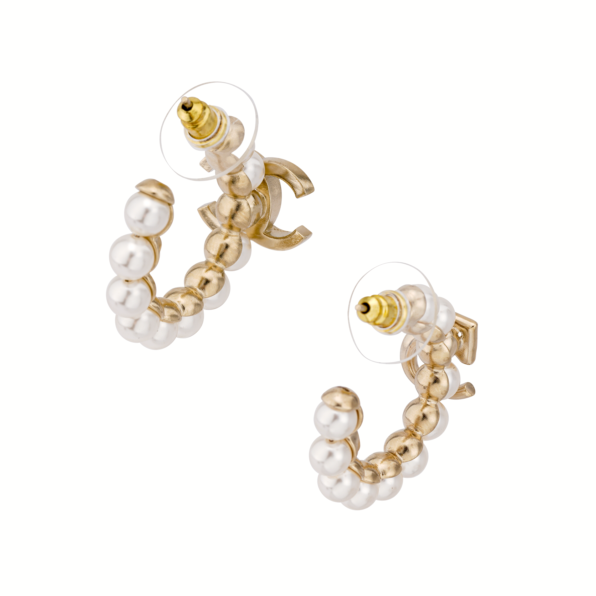 CHANEL Pearl Metal Round Hoop Earrings AB6294-B05752-NC546 圖 3