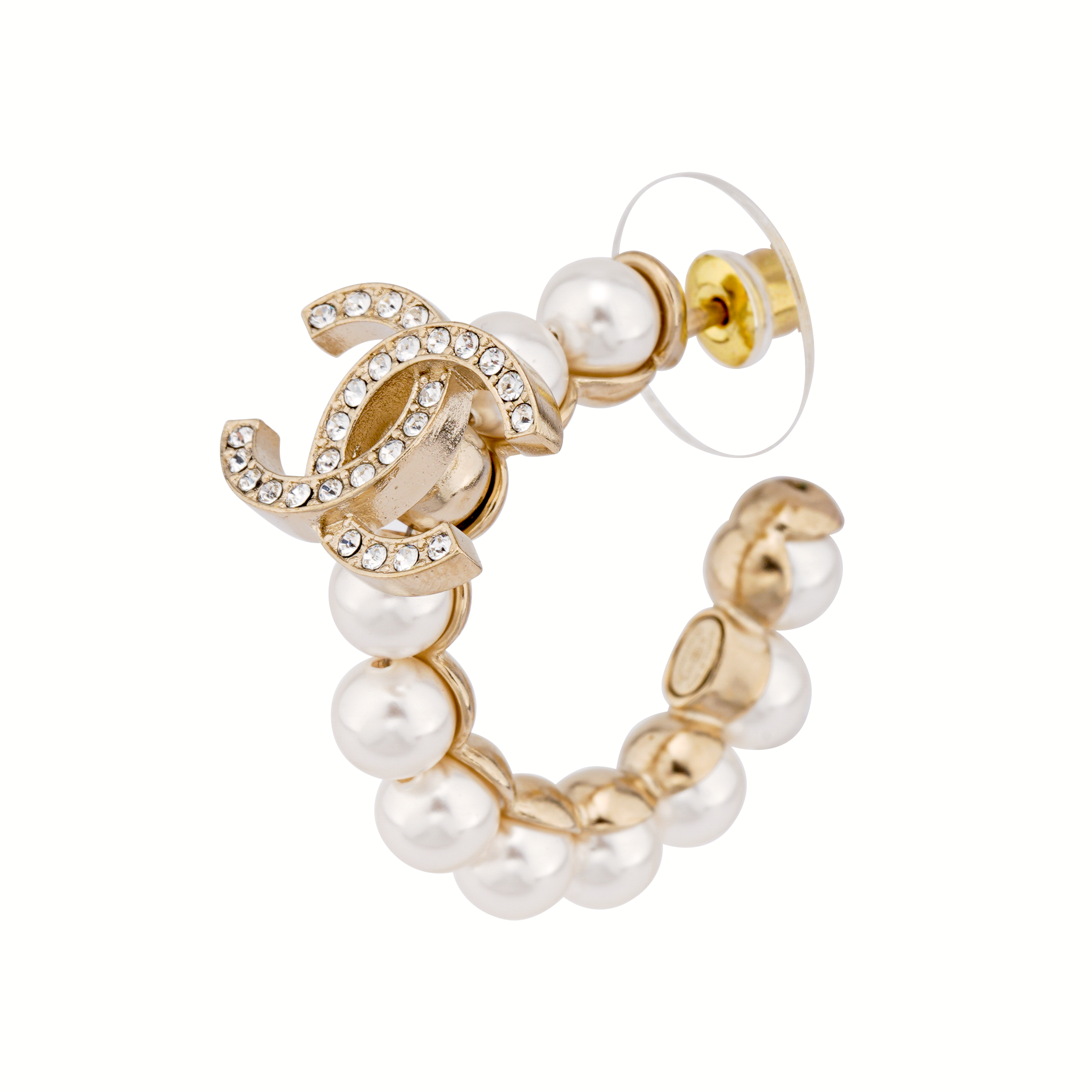 CHANEL Pearl Metal Round Hoop Earrings AB6294-B05752-NC546 圖 5