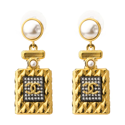 CHANEL Perfume Bottle Earrings. AB4391-B03667-N8202