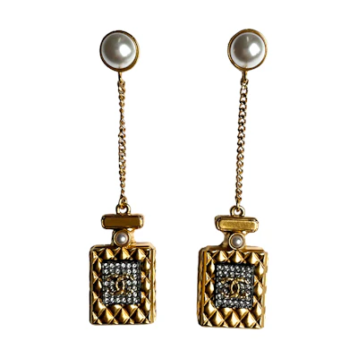 Chanel Perfume Bottle Earrings Gold. AB4538-B03667-N8202