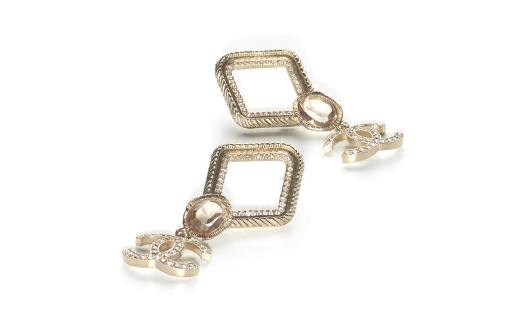 CHANEL Pink Crystal Double C Square Earrings with Metal and Rhinestones. AB6827-B06492-NE816 圖 3