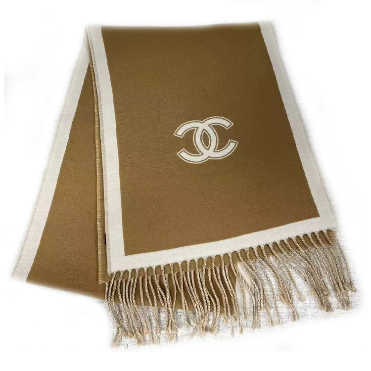 CHANEL Printed Wool Scarf Unisex Couple Style in Khaki Color. AAA375-B17768-NZK37 圖 2