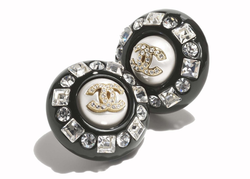 Chanel Puces D'Oreilles Earrings Black/Pearl White/Gold/Crystal (ABC325 B15467 NU642) 圖 2