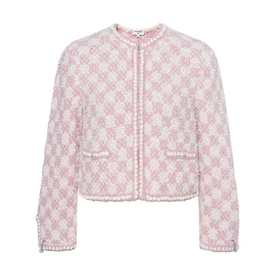 CHANEL Quilted Print Round Neck Long Sleeve Knit Sweater Women Pink P75029-K10754-NN593