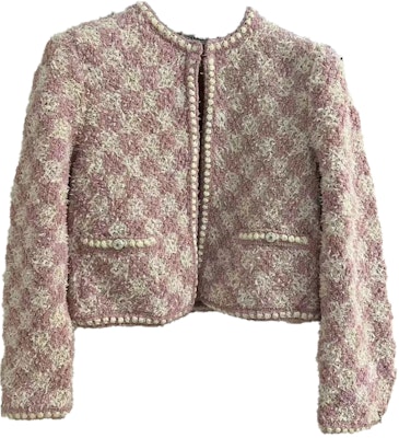 CHANEL Quilted Print Round Neck Long Sleeve Knit Sweater Women Pink P75029-K10754-NN593 Order CHANEL Quilted Print Round Neck Long Sleeve Knit Sweater Women Pink P75029-K10754-NN593