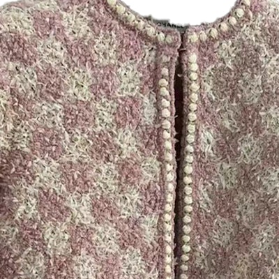 CHANEL Quilted Print Round Neck Long Sleeve Knit Sweater Women Pink P75029-K10754-NN593 Details for CHANEL Quilted Print Round Neck Long Sleeve Knit Sweater Women Pink P75029-K10754-NN593