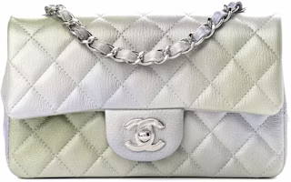 Chanel Quilted Rectangular Flap Bag Mini Metallic Gray/Green Chanel Quilted Rectangular Flap Bag Mini Metallic Gray/Green