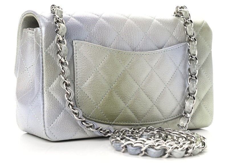 Order 香奈儿小号金属灰绿色菱格链条包