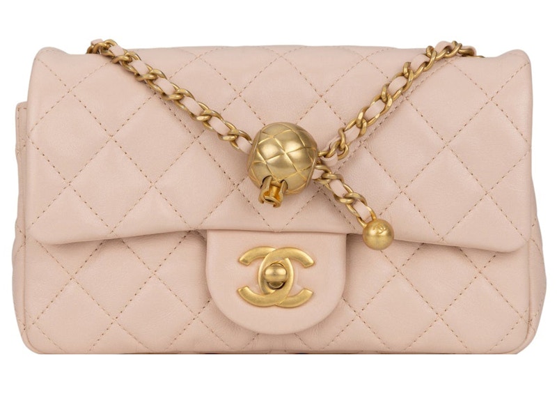 Chanel Quilted Rectangular Flap Bag Mini Pearl Crush Light Beige