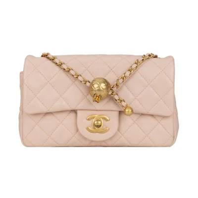 Chanel Quilted Rectangular Flap Bag Mini Pearl Crush Light Beige