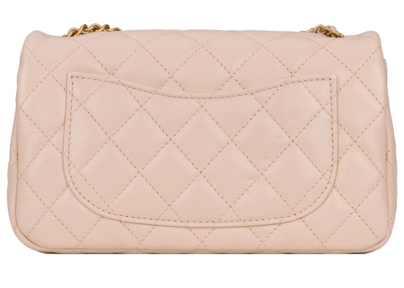 Order Chanel Beg Bahu Mini Quilted Rectangular Pearl Crush Beige Terang