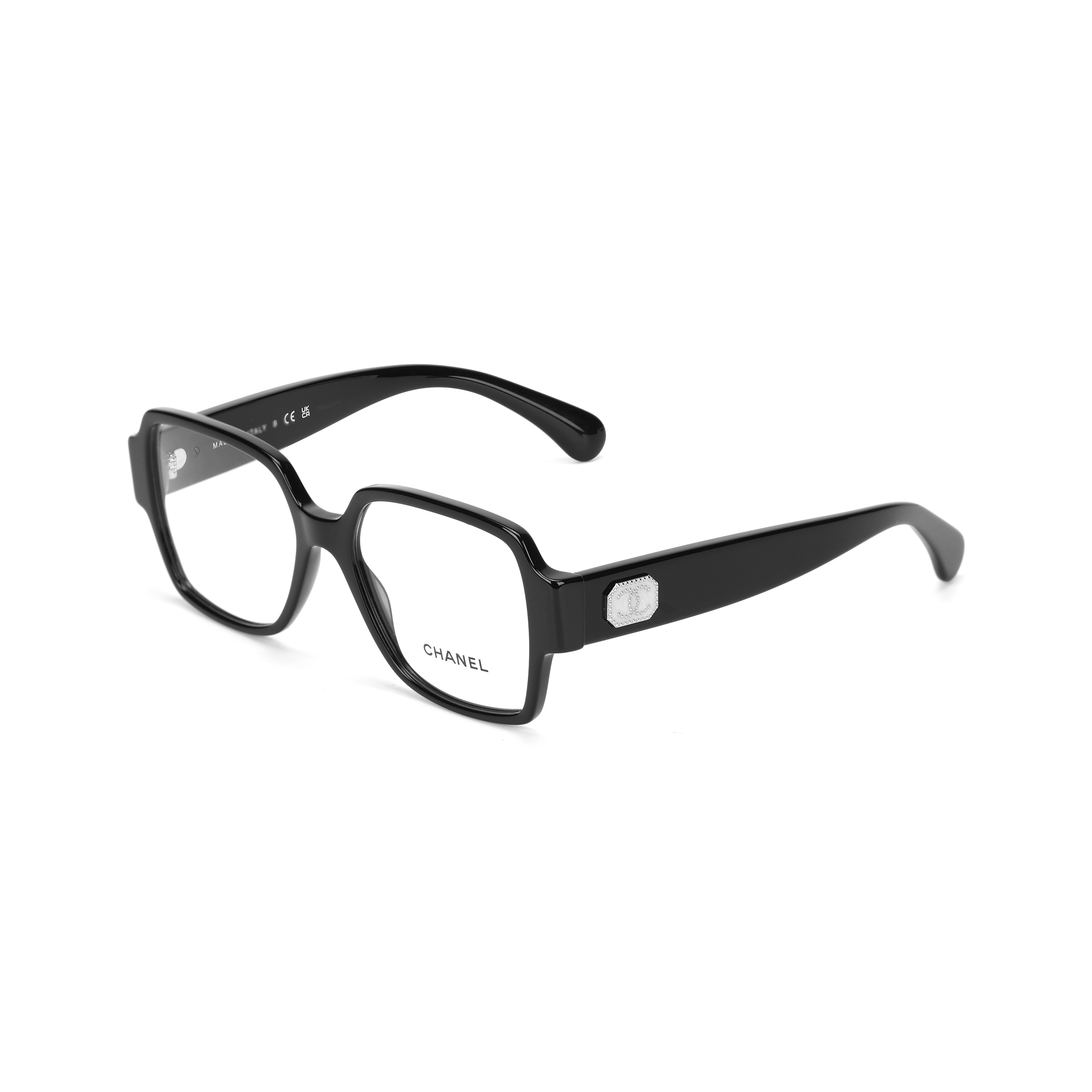 CHANEL Rectangle Logo Eyeglass Frame Black Unisex Optical Glasses CH3438-1404