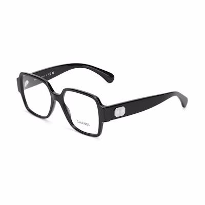 CHANEL Rectangle Logo Eyeglass Frame Black Unisex Optical Glasses CH3438-1404