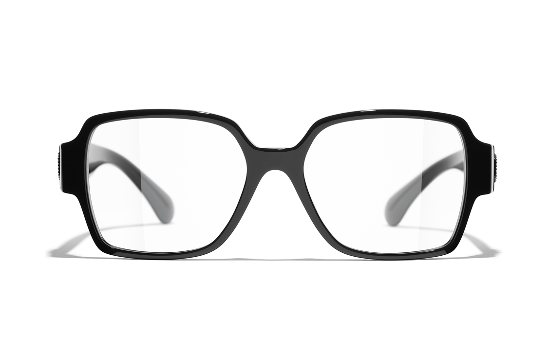 CHANEL Rectangle Logo Eyeglass Frame Black Unisex Optical Glasses CH3438-1404 圖 2