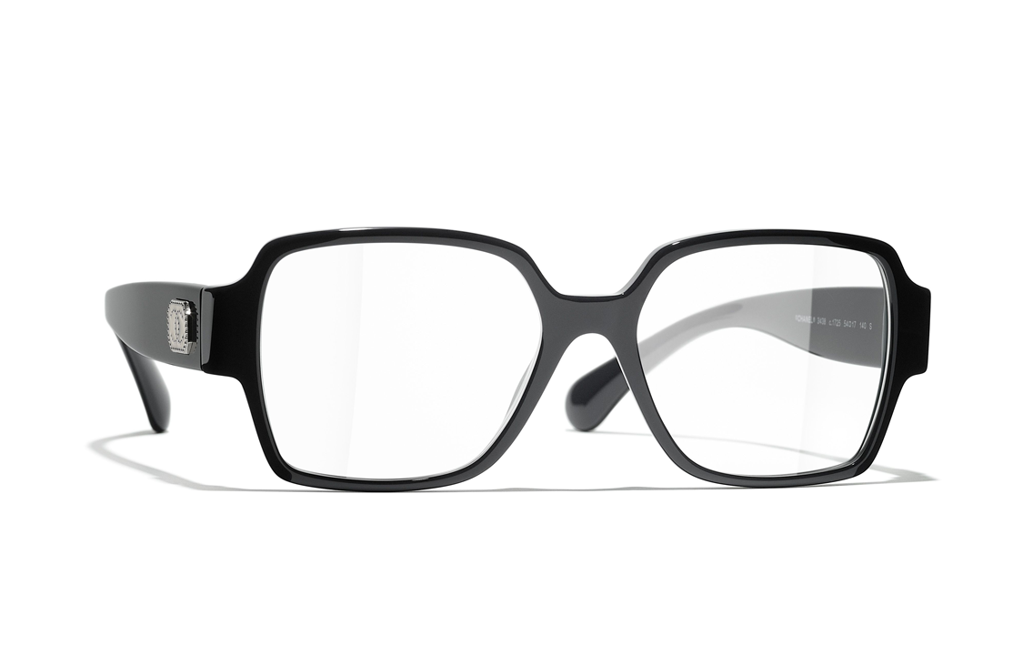 CHANEL Rectangle Logo Eyeglass Frame Black Unisex Optical Glasses CH3438-1404 圖 3