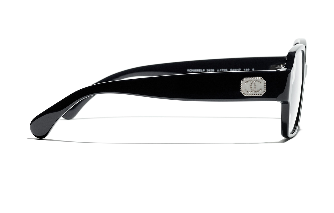 CHANEL Rectangle Logo Eyeglass Frame Black Unisex Optical Glasses CH3438-1404 圖 4