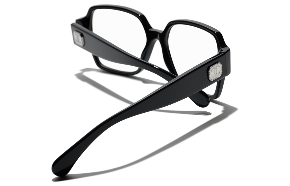 CHANEL Rectangle Logo Eyeglass Frame Black Unisex Optical Glasses CH3438-1404 圖 5
