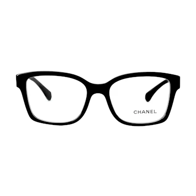 CHANEL Rectangle Optical Glasses Black Double-C Logo Unisex Eyewear Frame CH3451B-C622