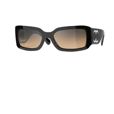 CHANEL Rectangular Nylon Acetate Sunglasses Unisex Black C501/W1A71632X02111S0151