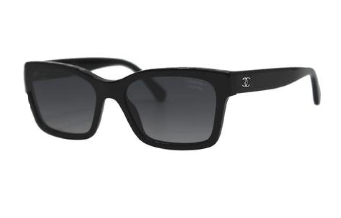CHANEL Rectangular Sunglasses Black Unisex with Logo Temple Design. 5417