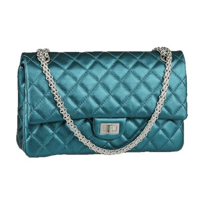 Chanel Reissue 2.55 Classic Double Flap Quilted Metallic 226 Turquoise