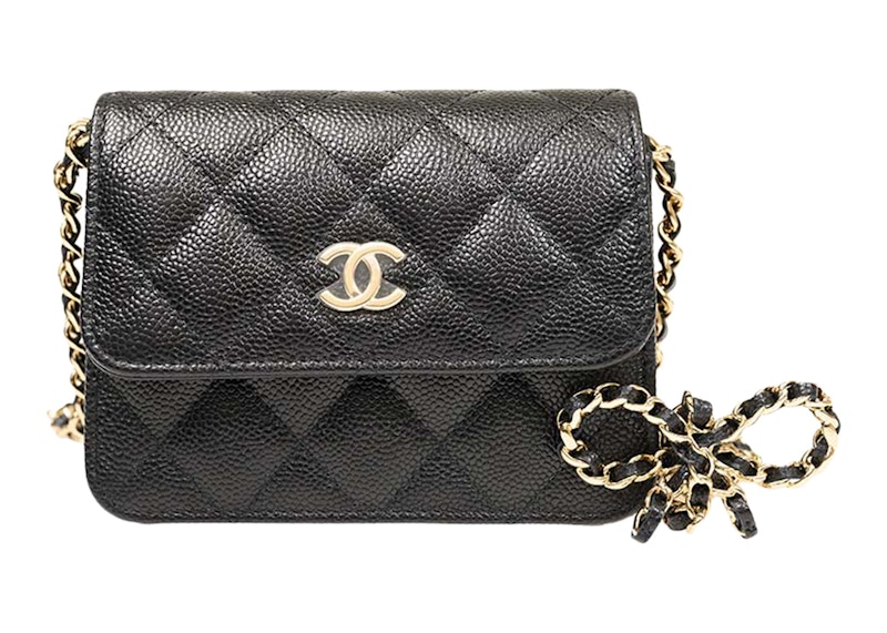 Chanel Ribbon Chain Mini Cardholder Crossbody Black (AP3348-B10706-94305)