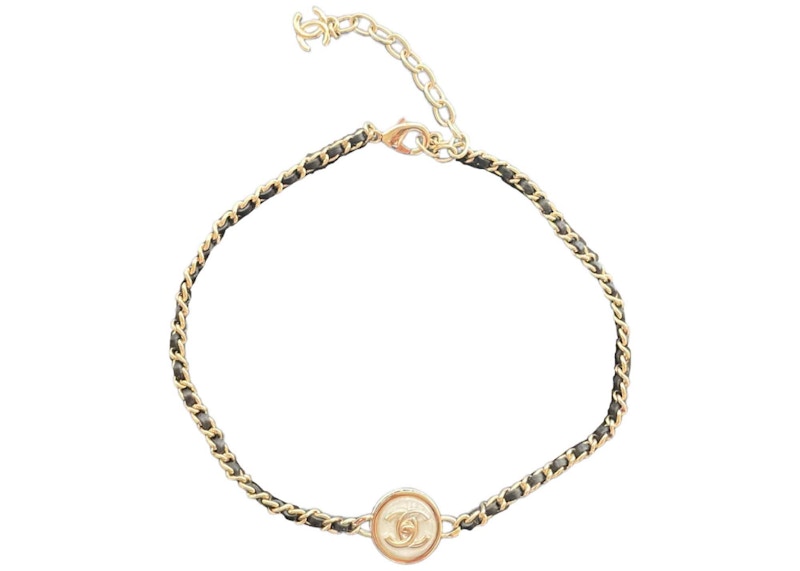 Buy 香奈兒圓形雙C標誌頸鍊 金/白 (ABA006)