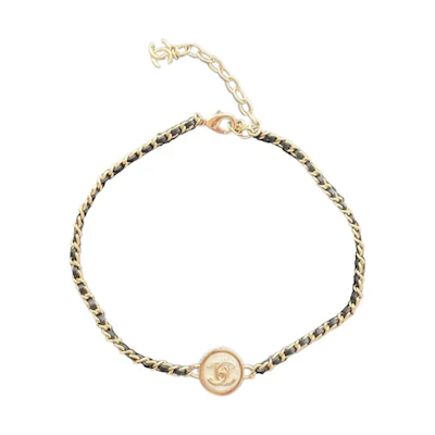 Chanel Round CC Logo Chocker Gold/White (ABA006)