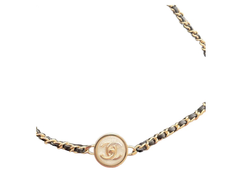 Order 香奈兒圓形雙C標誌頸鍊 金/白 (ABA006)